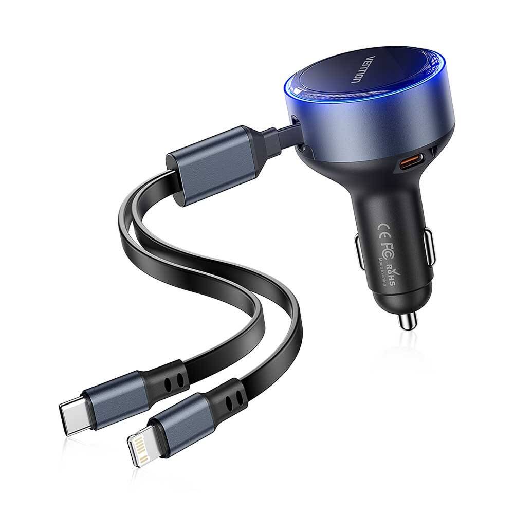 Vention 30W 3 Portlu Hızlı Araç Sarj Adaptörü FFO Siyah - 4