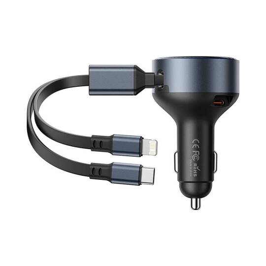 Vention 30W 3 Portlu Hızlı Araç Sarj Adaptörü FFO Siyah - 3