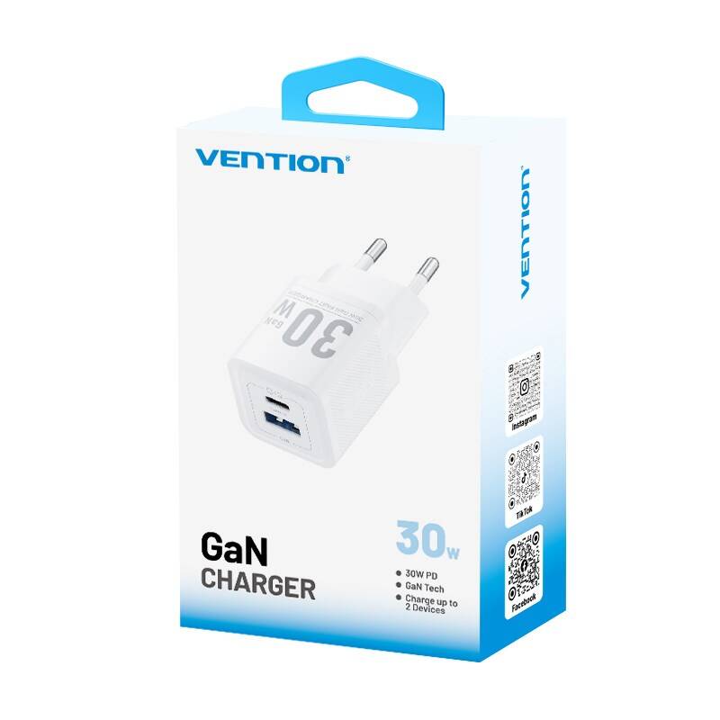 Vention 30W Gan Çift Çıkışlı Adaptör FEQ Beyaz - 1