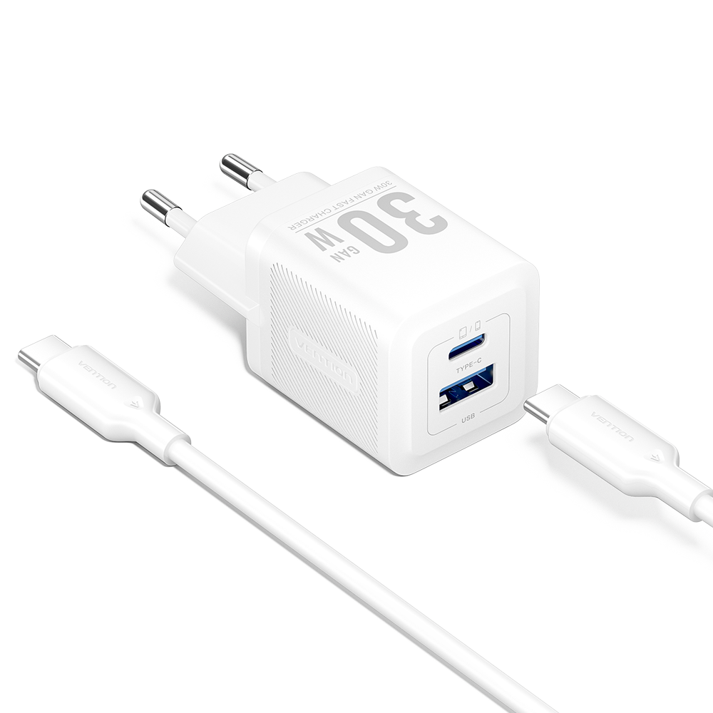 Vention 30W Gan Çift Çıkışlı Adaptör Seti TZ-FEQ Beyaz - 2