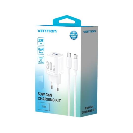 Vention 30W Gan Çift Çıkışlı Adaptör Seti TZ-FEQ Beyaz