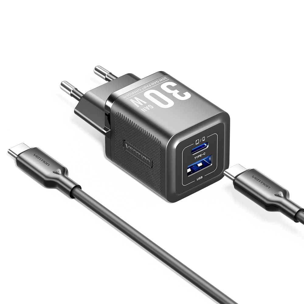 Vention 30W Gan Çift Çıkışlı Adaptör Seti TZ-FEQ Siyah - 2