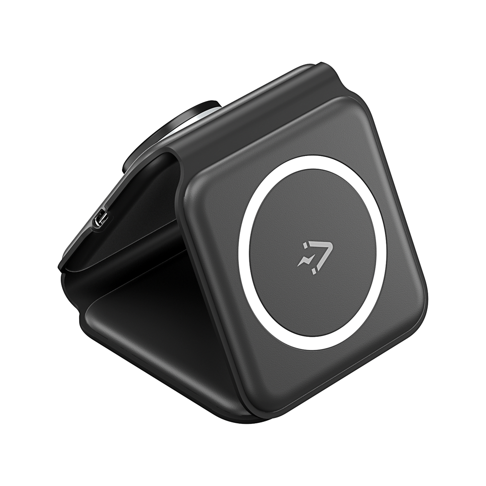 Vention 3'ü 1 Arada Magsafe 15W Kablosuz Hızlı Şarj Adaptörü Siyah - 1