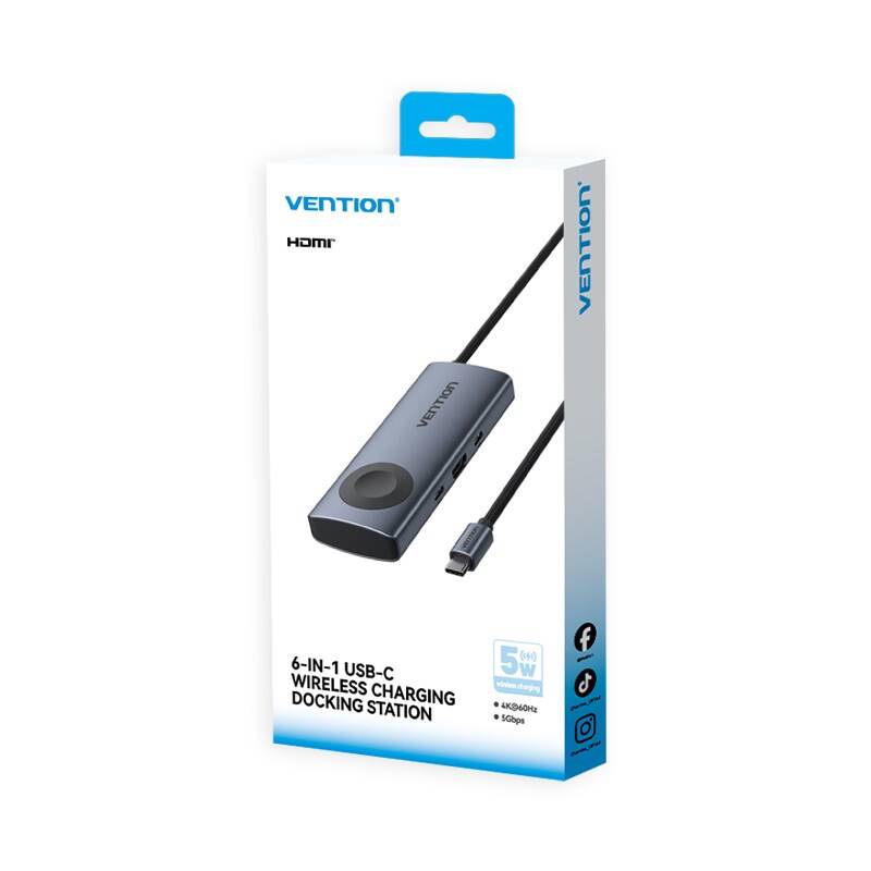 Vention 6'sı 1 Arada Çoklayıcı Kablo TPM Gri - 1