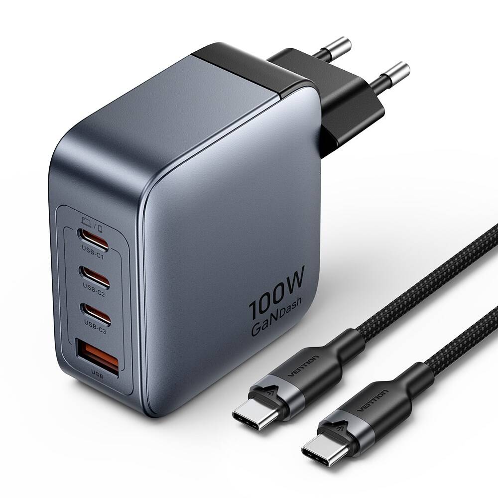 Vention Dash 100W Gan 5.0 Hızlı Şarj Adaptörü Gri - 4