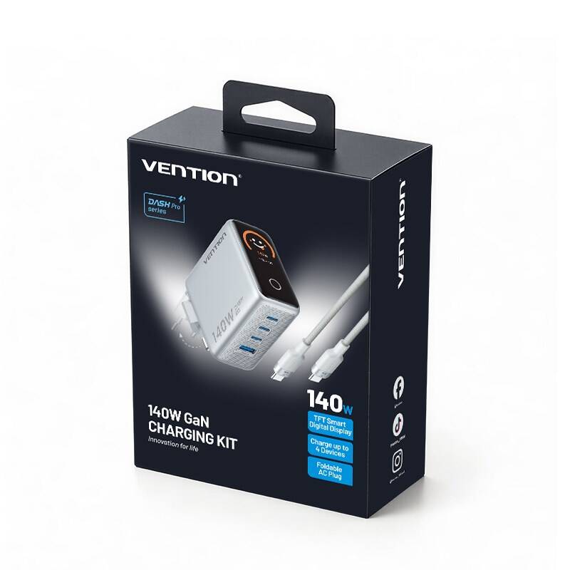 Vention Dash Pro Serisi 140W Gan 5.0 Multi Port Şarj Adaptörü TZ-FCO Beyaz - 1