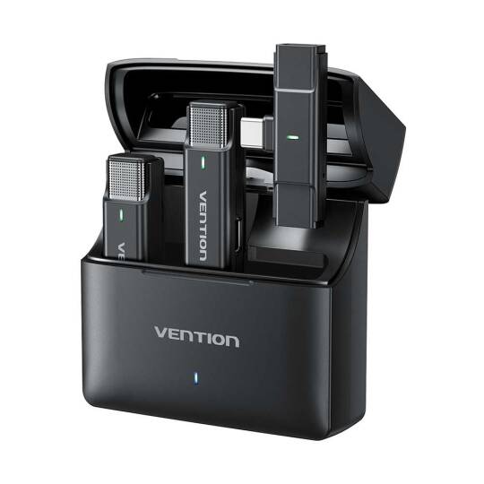 Vention İkili Kablosuz Yaka Mikrofonu NCA Siyah - 4