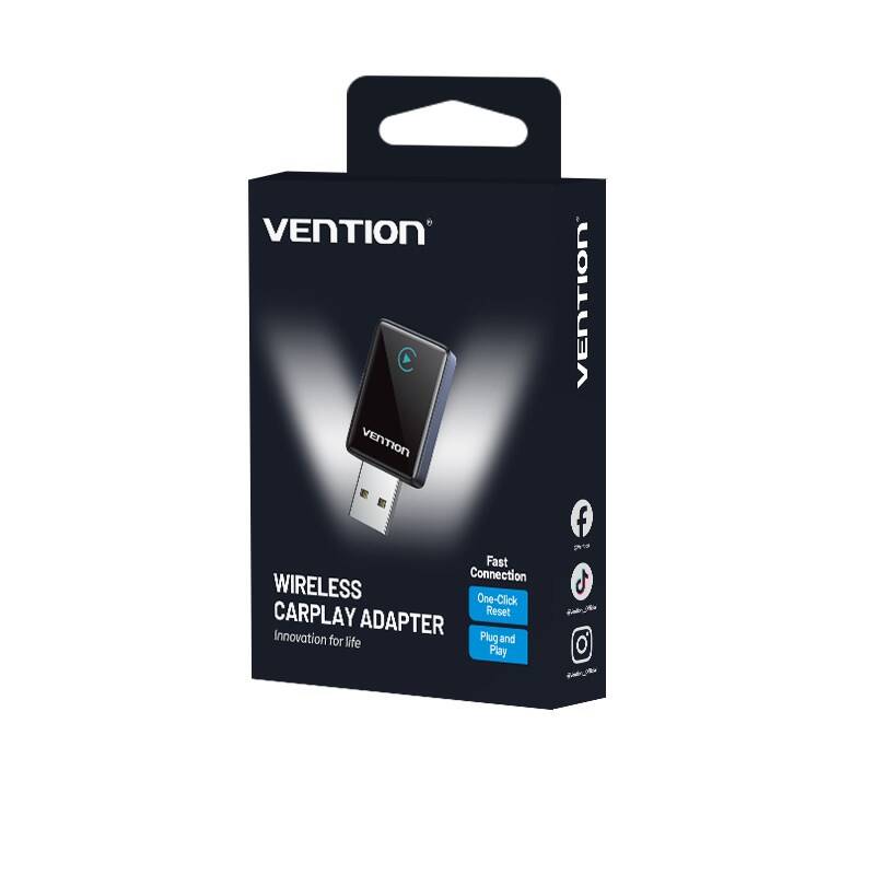 Vention Kablosuz Carplay ve Android Auto Dönüştürücü Adaptör KRY Gri - 1