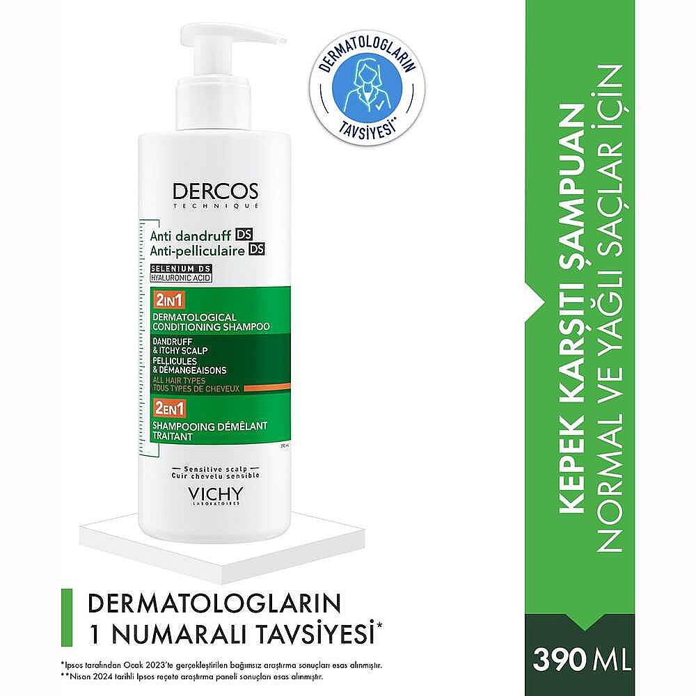 Vichy Dercos 2’si 1 Arada Kepek Karşıtı ve Nemlendirici Şampuan 390 ml - 6