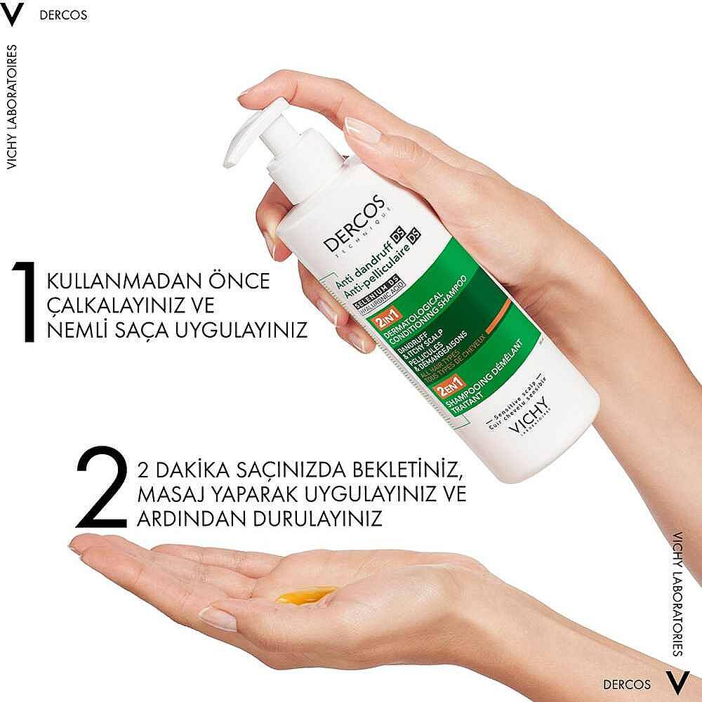 Vichy Dercos 2’si 1 Arada Kepek Karşıtı ve Nemlendirici Şampuan 390 ml - 3