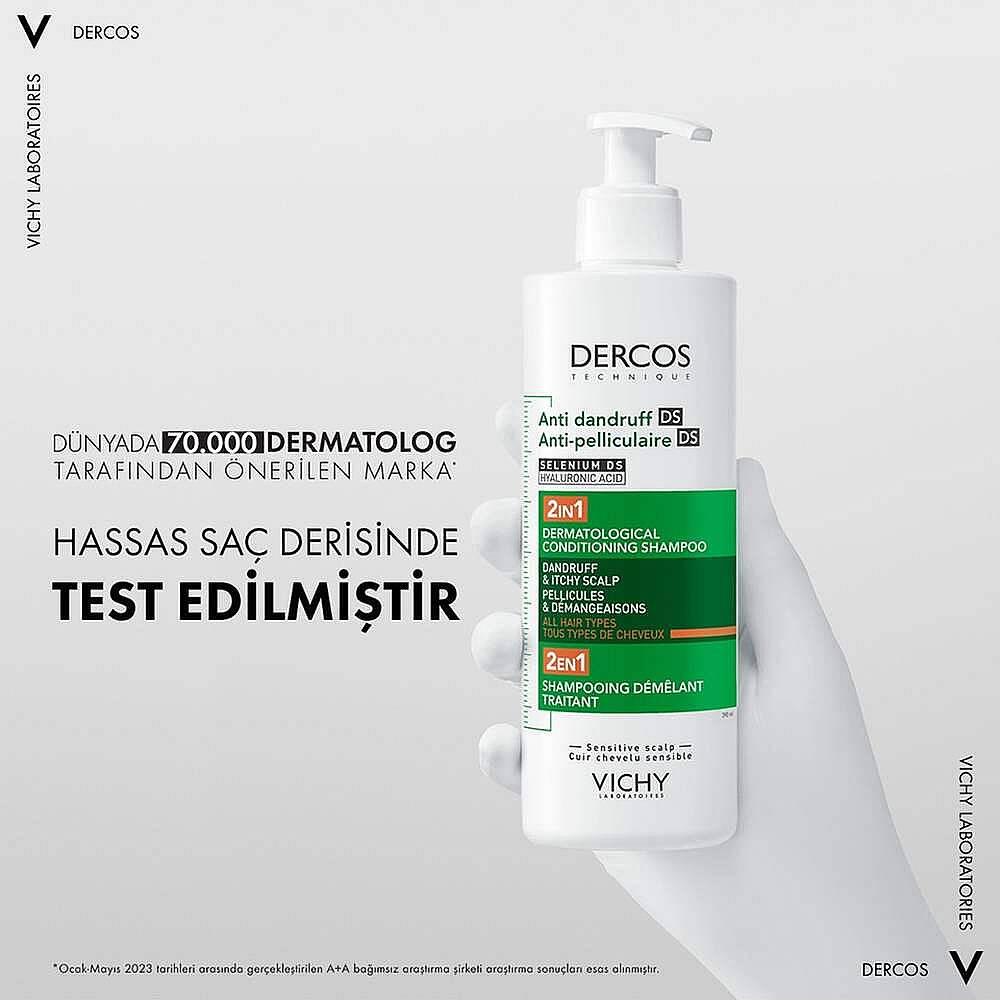 Vichy Dercos 2’si 1 Arada Kepek Karşıtı ve Nemlendirici Şampuan 390 ml - 2