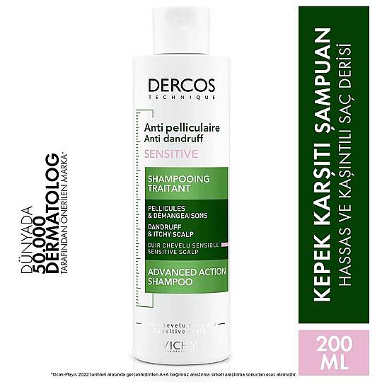 Vichy Dercos Anti Dandruff Hassas için Saç Derisi Kepek Karşıtı Şampuan 200 ml - 9