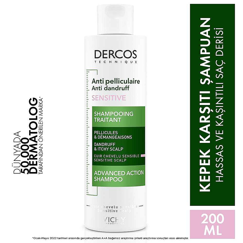Vichy Dercos Anti Dandruff Hassas için Saç Derisi Kepek Karşıtı Şampuan 200 ml - 9