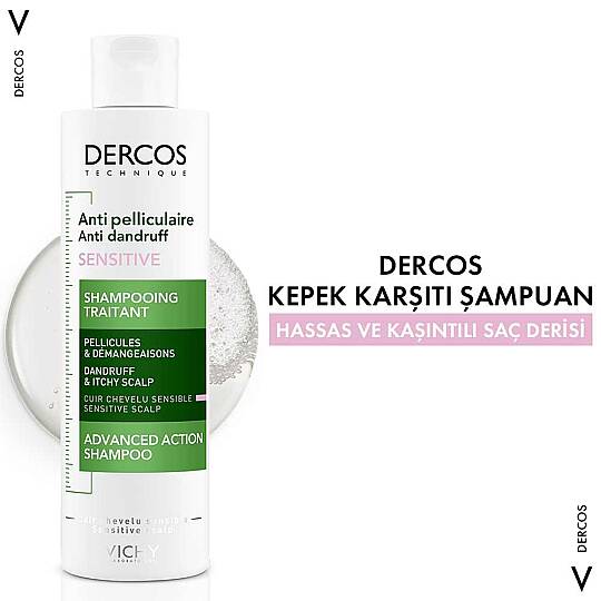 Vichy Dercos Anti Dandruff Hassas için Saç Derisi Kepek Karşıtı Şampuan 200 ml - 8