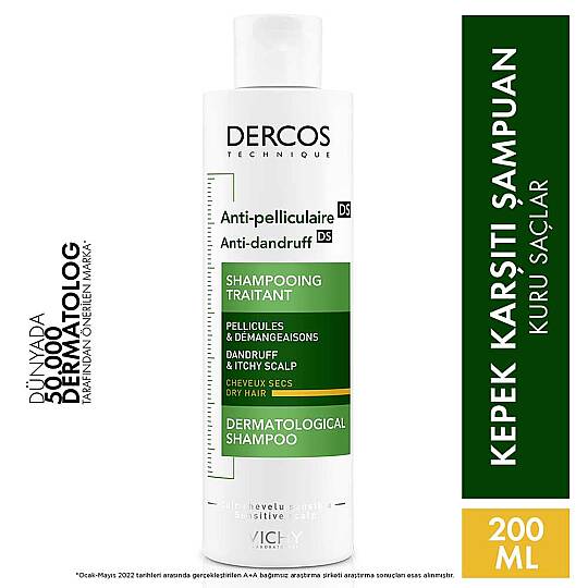 Vichy Dercos Anti Dandruff Kuru Saçlar için Kepek Karşıtı Şampuan 200 ml - 9