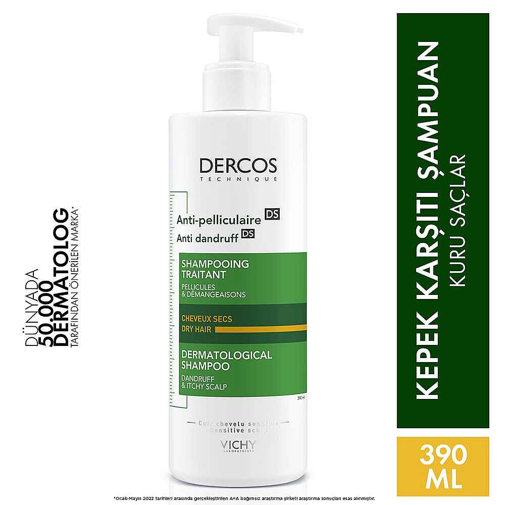 Vichy Dercos Anti Dandruff Kuru Saçlar için Kepek Karşıtı Şampuan 390 ml - 9