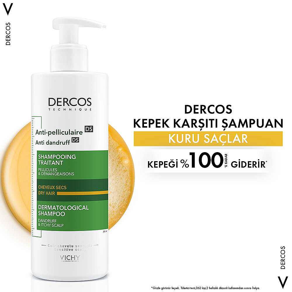 Vichy Dercos Anti Dandruff Kuru Saçlar için Kepek Karşıtı Şampuan 390 ml - 8