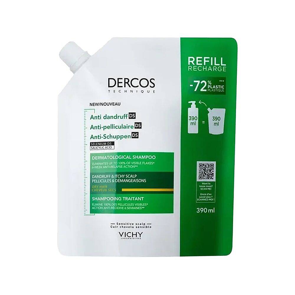 Vichy Dercos Anti Dandruff Kuru Saçlar için Kepek Karşıtı Şampuan Refill 390 ml - 1