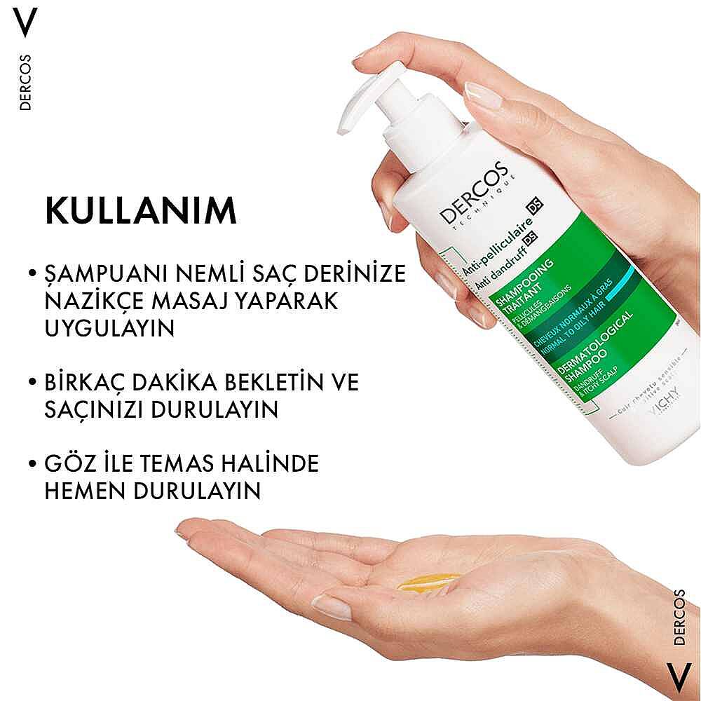 Vichy Dercos Anti-Dandruff Normal Ve Yağlı Saçlar için Kepek Karşıtı Şampuan 390 ml 2 Adet - 3