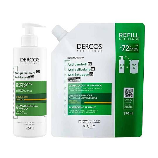Vichy Kuru Saçlar İçin Kepek Karşıtı Şampuan & Refill Seti