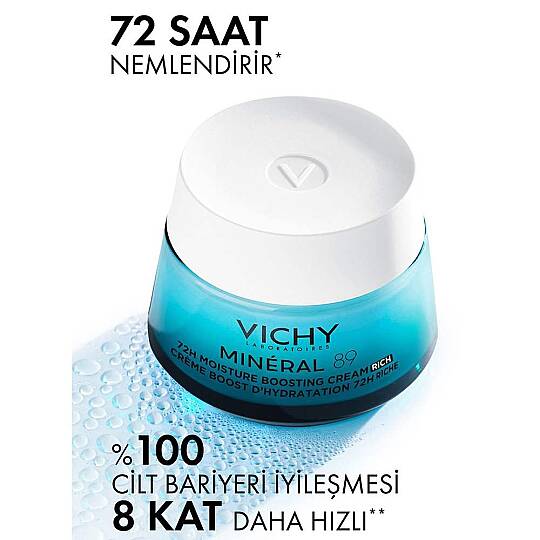 Vichy Mineral 89 72H Nemlendiren Bakım Kremi Rich 50 ml - 2