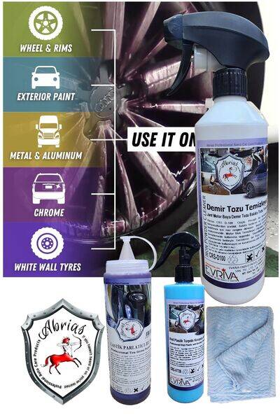 Vinil Plastik Demir Tozu Temizleyici ve Lastik Parlatıcı Jel Pro Purple Bakım seti 3lü + Hediye - 1