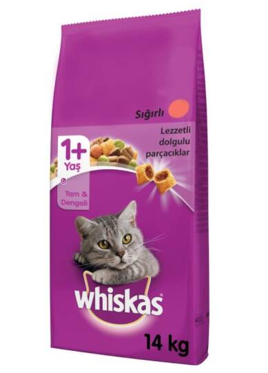 Whiskas Sığır Etli Yetişkin Kedi Maması 14 Kg (149639)