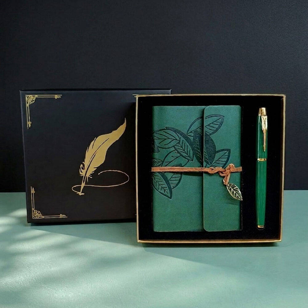 Yeşil Renk Defter Kalem Kutulu Set - 1