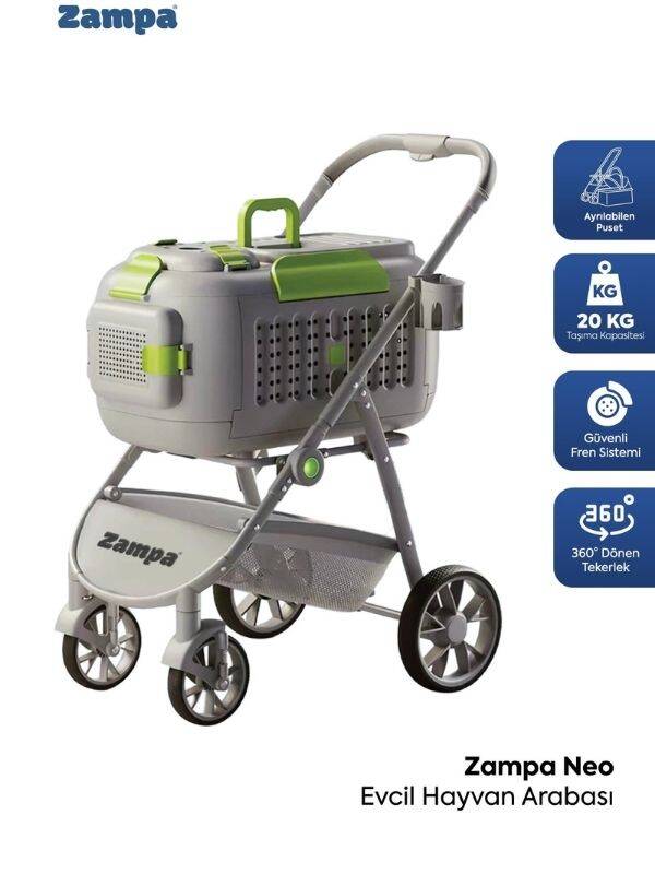 Zampa Neo Kedi & Köpek Arabası Gri (DH08-G) - 1