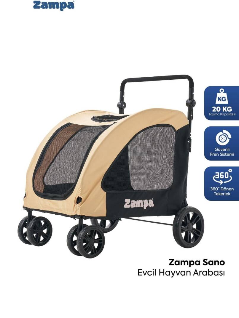 Zampa Sano Kedi & Köpek Arabası Haki 78×96×105 cm (ZS-401) - 1