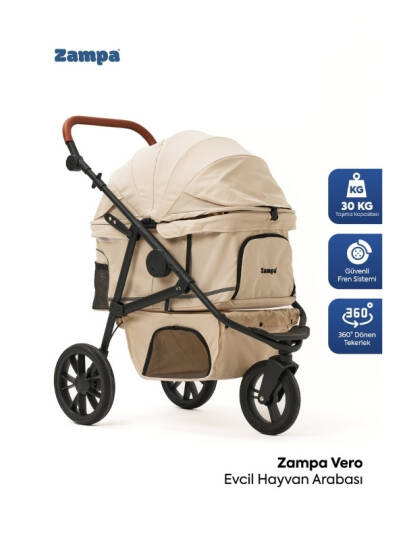 Zampa Vero Kedi Köpek Arabası Bej DH09-BJ 45x100x108 cm