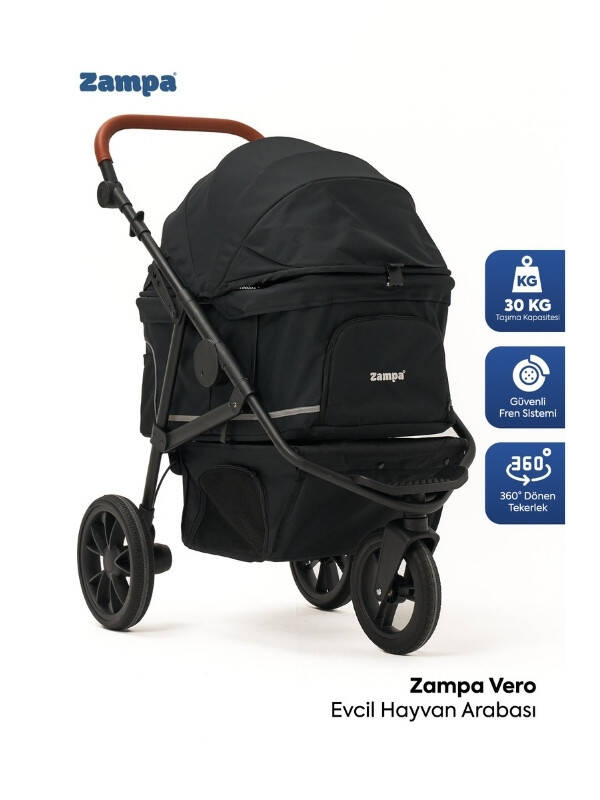 Zampa Vero Kedi Köpek Arabası Siyah DH09-B 45x100x108 cm - 1